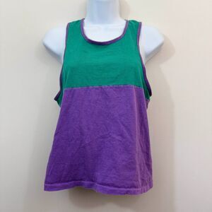 Y2K Vtg Trend Basics Junior L 10-12 Purple Green Tank Top
